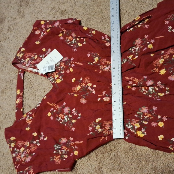 NWT/Pink Rose Spicy Red Floral mini dress/size Small/ - Picture 9 of 14